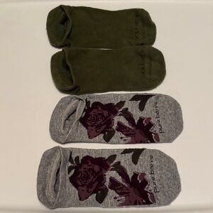 Pure Barre Olive and Gray Floral Socks